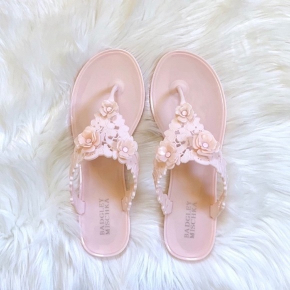 Badgley Mischka Light Pink Bali Jelly Flip Flops - Picture 2 of 8
